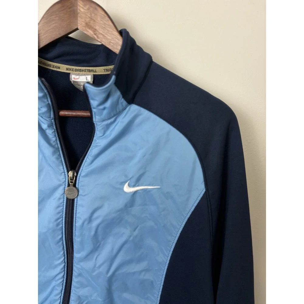 Vintage Nike Basketball Windbreaker Jacket Blue Two Tone Mens L Y2K UNC Tarheels